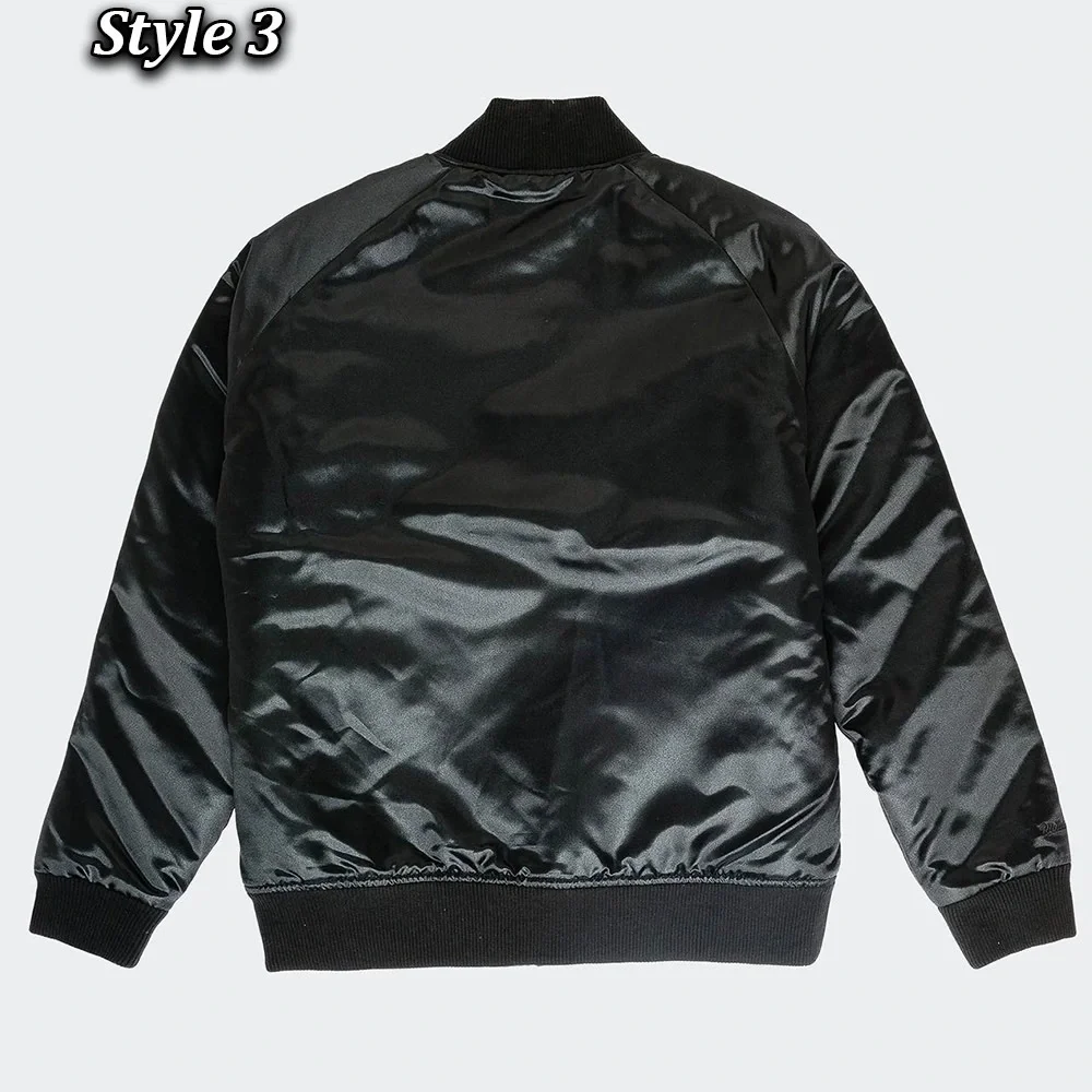 Mitchell & Ness Black Satin Logo Bomber Jacket